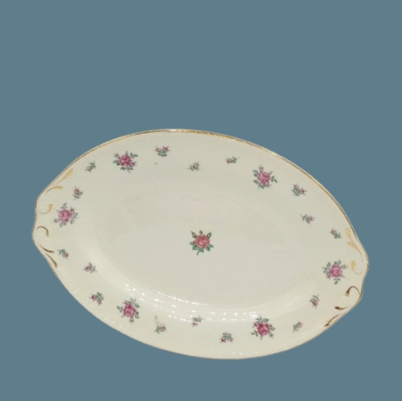 Vintage Homer Laughlin Rambler Rose Oval Tray | 1930s Eggshell Georgian - Picture 1 of 10